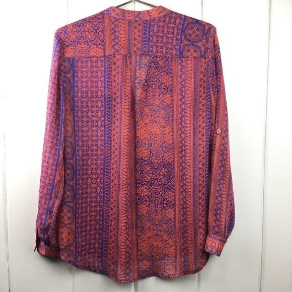 Kut from the Kloth Button Down Coral Blue Floral Top, Size Small - Picture 10 of 13